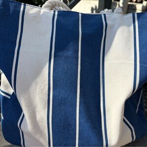 Blue and White Striped Tote Bag